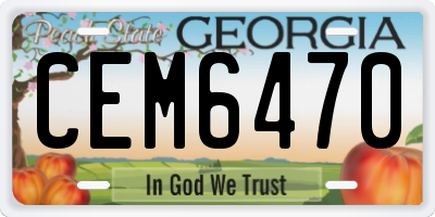 GA license plate CEM6470