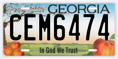 GA license plate CEM6474