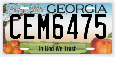 GA license plate CEM6475