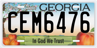 GA license plate CEM6476