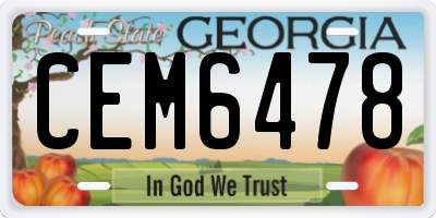 GA license plate CEM6478
