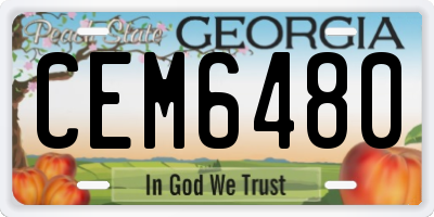 GA license plate CEM6480