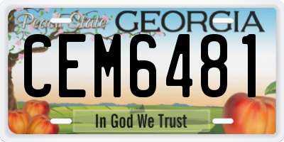 GA license plate CEM6481