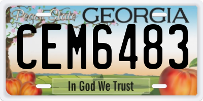 GA license plate CEM6483