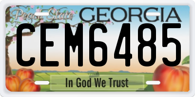 GA license plate CEM6485