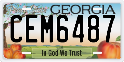 GA license plate CEM6487