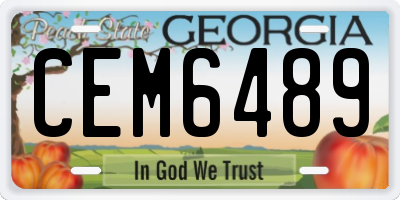 GA license plate CEM6489