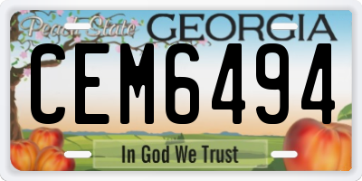 GA license plate CEM6494