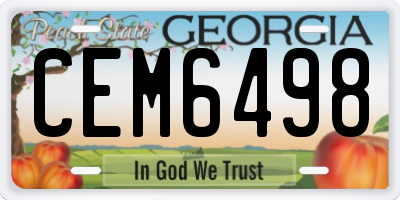 GA license plate CEM6498