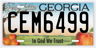 GA license plate CEM6499