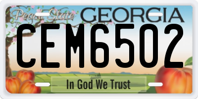 GA license plate CEM6502