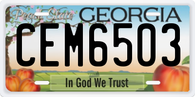 GA license plate CEM6503