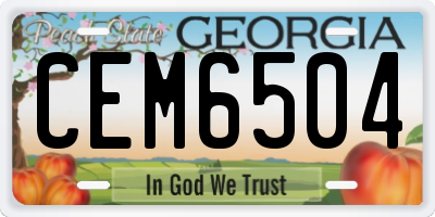 GA license plate CEM6504