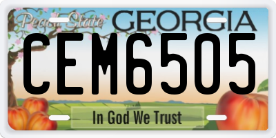 GA license plate CEM6505