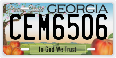 GA license plate CEM6506