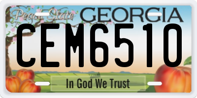 GA license plate CEM6510