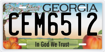 GA license plate CEM6512