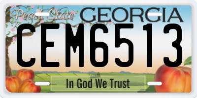 GA license plate CEM6513