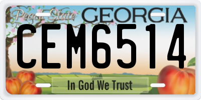 GA license plate CEM6514