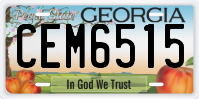 GA license plate CEM6515