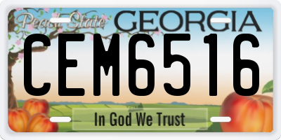 GA license plate CEM6516