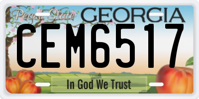 GA license plate CEM6517