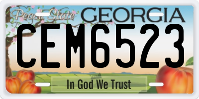GA license plate CEM6523