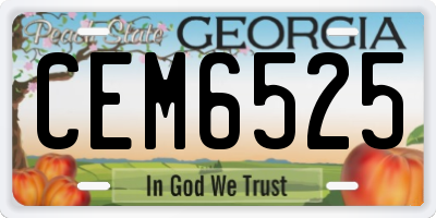 GA license plate CEM6525