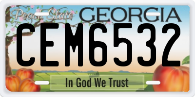 GA license plate CEM6532
