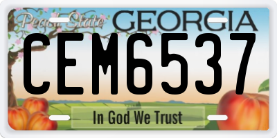 GA license plate CEM6537