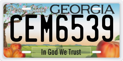 GA license plate CEM6539