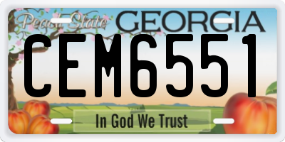GA license plate CEM6551