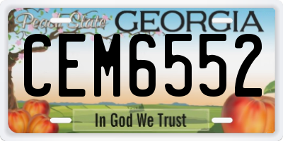 GA license plate CEM6552