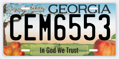 GA license plate CEM6553