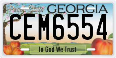 GA license plate CEM6554