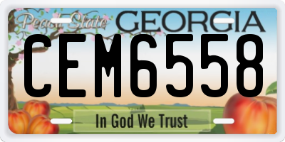 GA license plate CEM6558