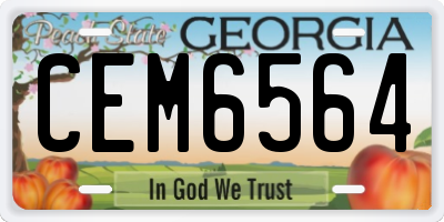 GA license plate CEM6564