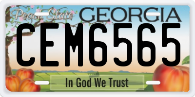GA license plate CEM6565