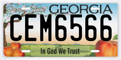 GA license plate CEM6566