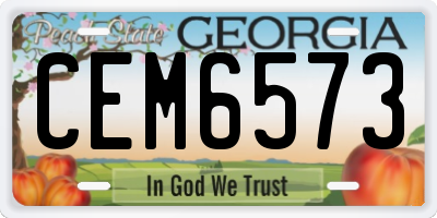 GA license plate CEM6573