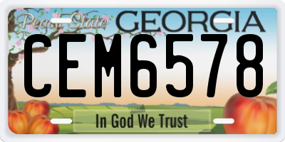 GA license plate CEM6578