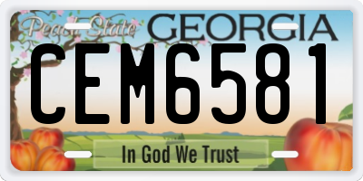 GA license plate CEM6581