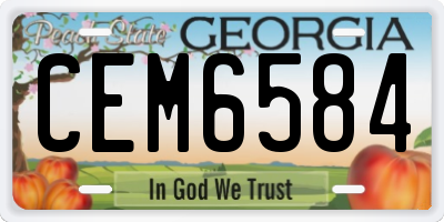 GA license plate CEM6584