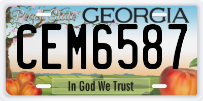 GA license plate CEM6587