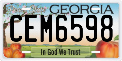 GA license plate CEM6598