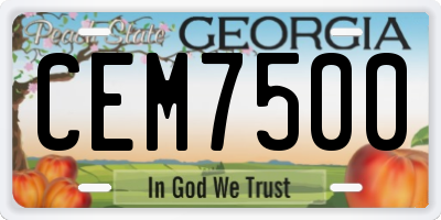 GA license plate CEM7500