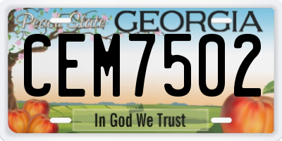 GA license plate CEM7502