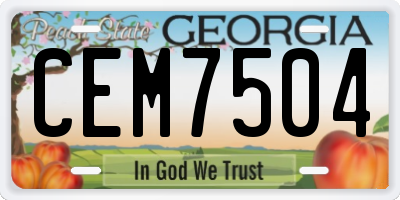 GA license plate CEM7504