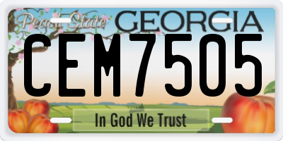 GA license plate CEM7505