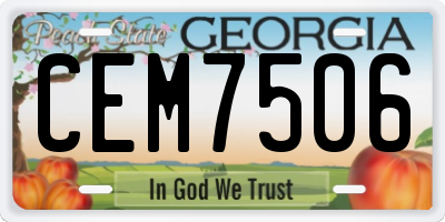 GA license plate CEM7506